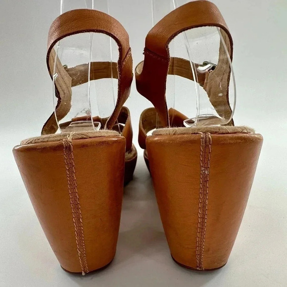 Korks womens sandals size 10 42 M/W tan leather platform wedges - Picture 4 of 13